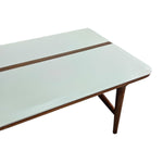 Bi-Colour Mid-Century Style Wooden Dining Table with White Laminate Top