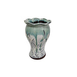 Curated Scalloped Drip Glaze Ceramic Flower Pot Vase