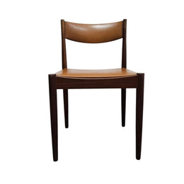 Classic Danish-Style Cognac Faux Leather Chair