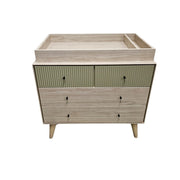 Coxley Mid-Century Style Fluted Green and Ash Nursery Dresser
