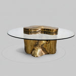 Modern Organic Brass Tree Stump Glass Coffee Table