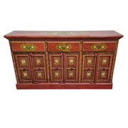 Hand-Painted Terracotta Floral Sideboard