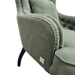 Sedar Vintage Style Green Fabric Tufted Wingback Armchair