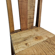 Handcrafted Solid Teak Wood Dining Chair with Iron Brackets