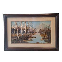 Rustic Framed Folk Art Landscape