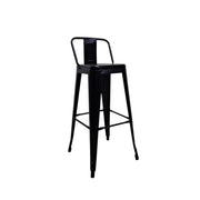 Industrial Style Black Metal Bar Stool with Backrest