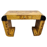 Art Deco Burl Wood Console with Bold Geometric Accents