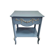 French Provincial Style Upcycled Slate Blue Wooden Side Table