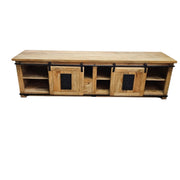 Factory Chic Reclaimed Style Mango Wood Barn Door TV Unit