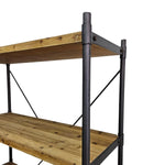 Rugged Industrial Iron Pipe Wood Bookshelf