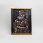 Traditional Indian Pungi Musician Portrait Framed Velvet Painting