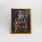Traditional Indian Pungi Musician Portrait Framed Velvet Painting
