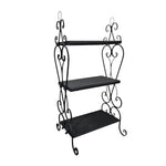 Wrought Iron Three-Tier Scrollwork Display Shelf