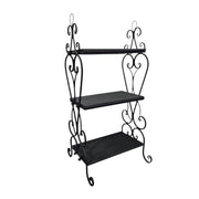 Wrought Iron Three-Tier Scrollwork Display Shelf