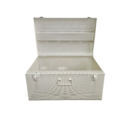 Industrial Perforated White Metal Storage Trunk Chest