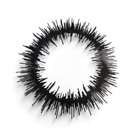Mid-Century Modern Black Metal Sunburst Round Wall Mirror