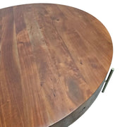 Marina Home Rustic Thick Block Solid Wood Round Coffee Table