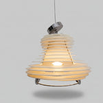 Faretto Singer Mid-Century Louvred Layered White Pendant Lamp