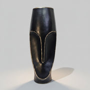 Artisan Matt Black Ceramic Abstract Face Silhouette Vase