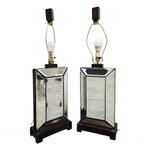 Refined Bevelled Mirrored Glass Column Table Lamp