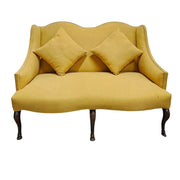 Radiant Mustard Yellow Wingback Settee