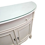 Stately Provincial Cream Carved Vanity Cabinet with Detachable Tri-Fold Mirror