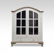 Rustic French Provincial White Display Cabinet