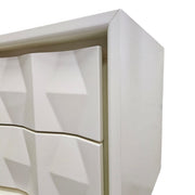 West Elm Mid-Century Style White Sculptural Geometric 2 Drawer Bedside Table