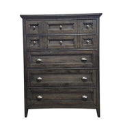 Rustic Slate Gray Tallboy Chest of Five Drawers