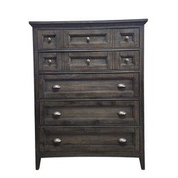 Rustic Slate Gray Tallboy Chest of Five Drawers