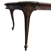 Extravagant French Provincial Extendable Wooden Dining Table and Rattan Chair Set