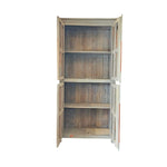 Distressed Grey Wooden Kitchen Cabinet with Geometric Graphic Pattern