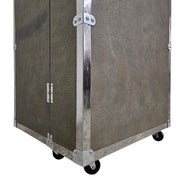 Artisan Rolling Wooden Steamer Trunk Bar Cabinet