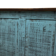 Distressed Teal Wooden King-Sized Bed Frame