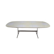 Extendable White Dining Table with Silver Metal Base