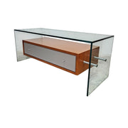 Giorgetti Designer Pre-Loved Glass and Wood Coffee Table