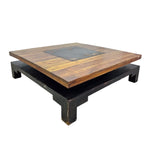 Zen Two-Tier Square Coffee Table with Slate Inlay