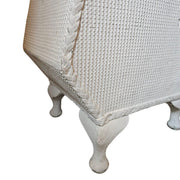Rare Lloyd Loom Hexagon White Linen Basket with Glass Top