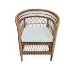 Natural Rattan Curved Back Tub Accent Armchair with Cushion