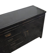 Vintage-Inspired Black Lacquer Sideboard with Brass Accents