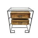 Industrial Mango Wood & Studded Iron Side Table