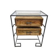 Industrial Mango Wood & Studded Iron Side Table