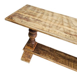Rustic Solid Wood Trestle Console Table with Turned Legs
