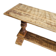 Rustic Solid Wood Trestle Console Table with Turned Legs