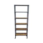 Industrial 6-Tier Reclaimed Wood and Iron Pipe Bookshelf