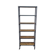 Industrial 6-Tier Reclaimed Wood and Iron Pipe Bookshelf