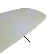 Extendable White Dining Table with Silver Metal Base