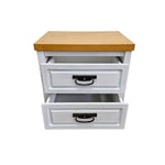 Country Charm Two Tone Wood 2 Drawer Bedside Table