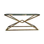 Bloomr Modern Gold Geometric Metal Glass Top Console Table
