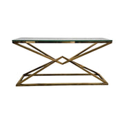 Bloomr Modern Gold Geometric Metal Glass Top Console Table